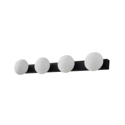 Lucande LED-væglampe til badeværelset Myrra, sort, glas, 60 cm, IP44