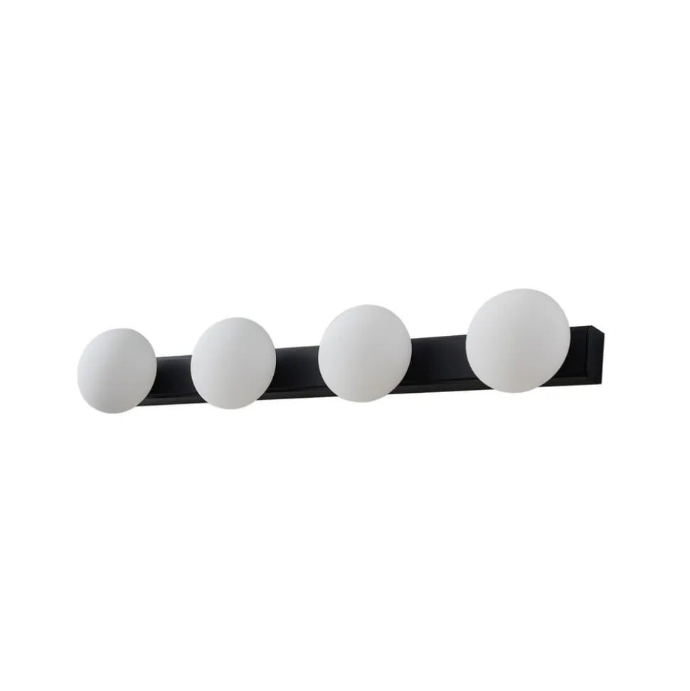 Lucande LED-væglampe til badeværelset Myrra, sort, glas, 60 cm, IP44