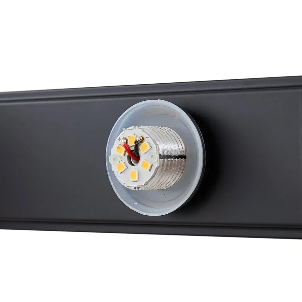 Lucande LED-væglampe til badeværelset Myrra, sort, glas, 60 cm, IP44