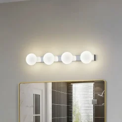 Lucande LED-væglampe til badeværelset Myrra, krom, glas, 60 cm, IP44