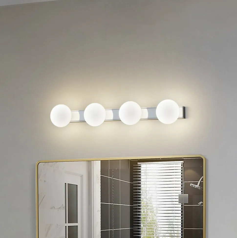 Lucande LED-væglampe til badeværelset Myrra, krom, glas, 60 cm, IP44