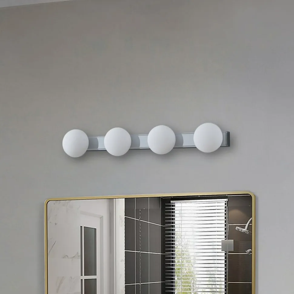 Lucande LED-væglampe til badeværelset Myrra, krom, glas, 60 cm, IP44