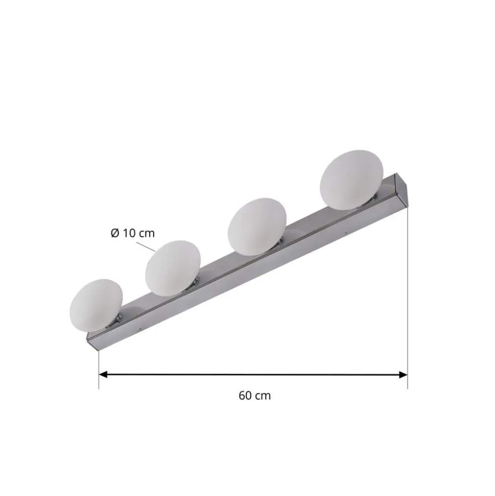Lucande LED-væglampe til badeværelset Myrra, krom, glas, 60 cm, IP44