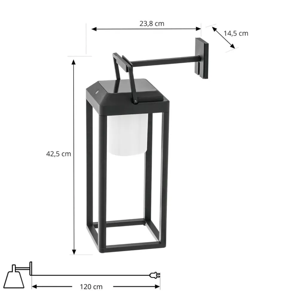 Lucande LED-væglampe Tilena, kantet, sort, aluminium