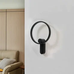 Lucande LED-væglampe Yekta, indirekte, sort, dæmpbar