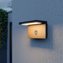 Lucande Lignus LED-væglampe, bevægelsessensor
