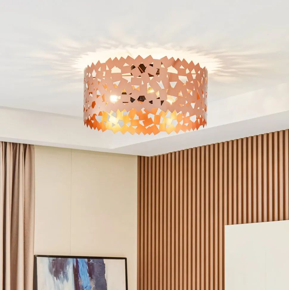 Lucande loftlampe Aeloria, kobber, jern, Ø 50 cm, E27