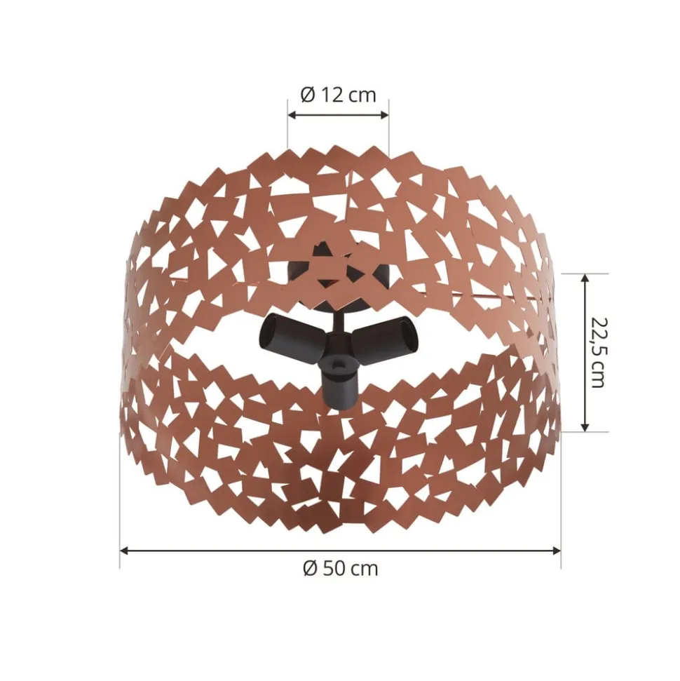 Lucande loftlampe Aeloria, kobber, jern, Ø 50 cm, E27