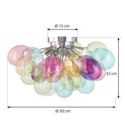 Lucande loftlampe Diborah, farvet, glas, Ø 50 cm, G9