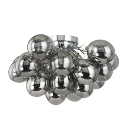 Lucande loftlampe Diborah, røggrå, glas, Ø 50 cm, G9