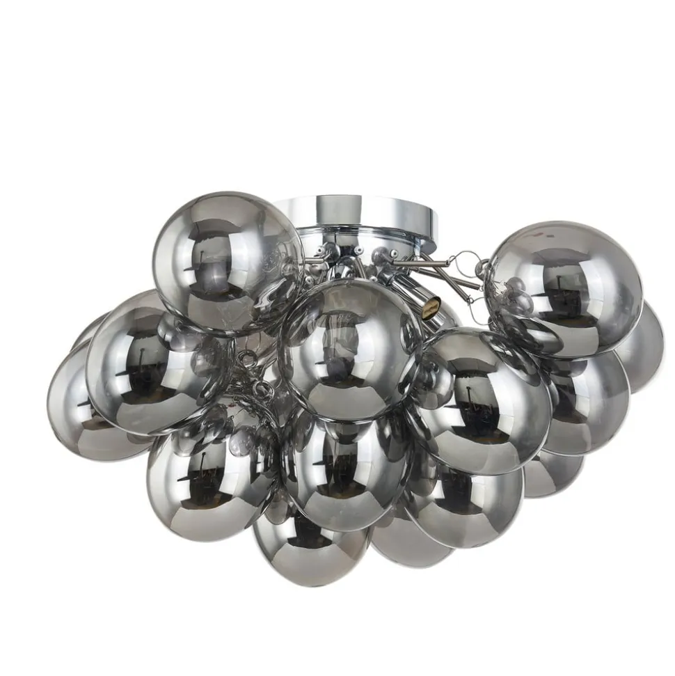 Lucande loftlampe Diborah, røggrå, glas, Ø 50 cm, G9