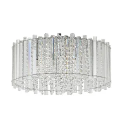 Lucande loftlampe Limana, Ø 50 cm, krom, krystal