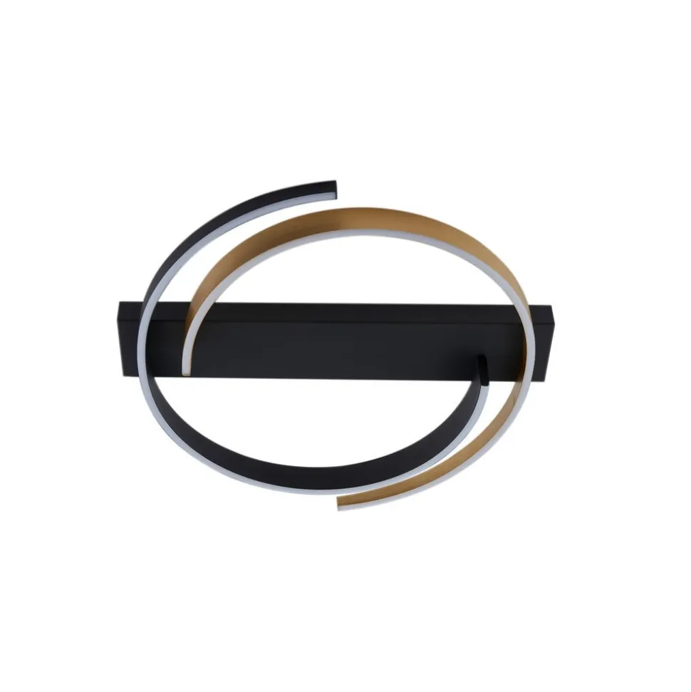 Lucande loftlampe Natsuma, sort/guld, metal, Ø 50 cm