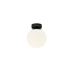Lucande loftslampe Bidolo, sort, glas, Ø 15 cm, IP44