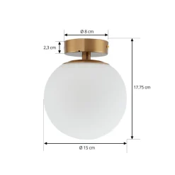 Lucande loftslampe Bidolo, messingfarvet, glas, 15 cm, IP44