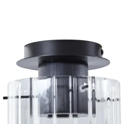 Lucande loftslampe Eirian, 1-lys, sort, glas, E27