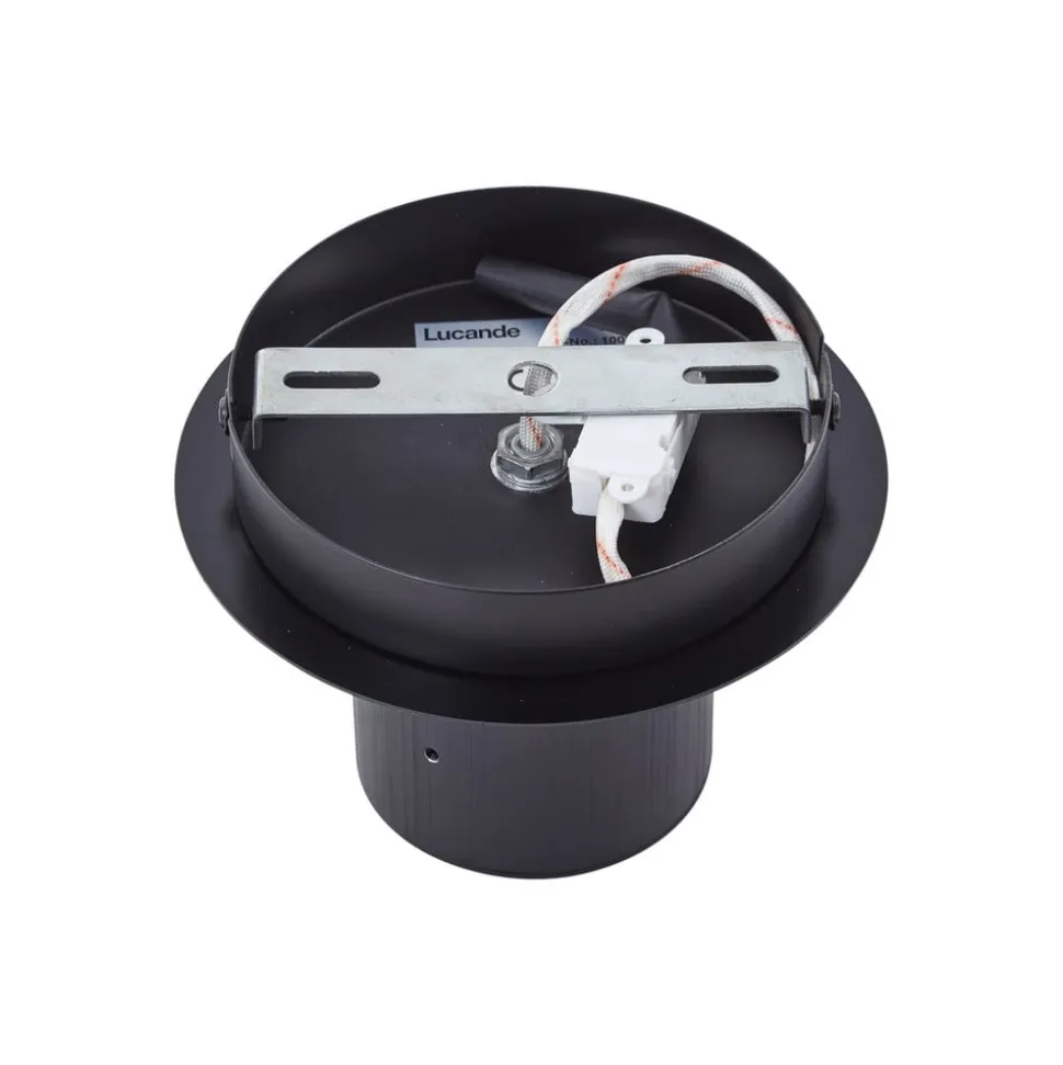 Lucande loftslampe Eirian, 1-lys, sort, glas, E27