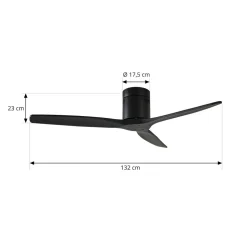 Lucande loftventilator Vindur, sort, DC, støjsvag, 132 cm