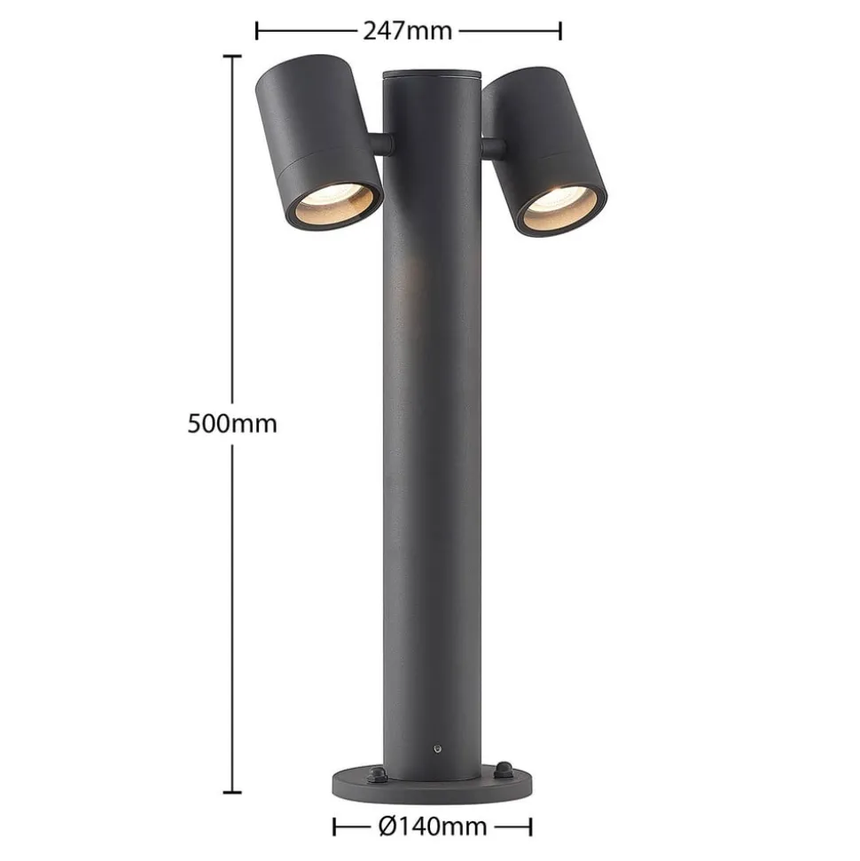 Lucande Maloney sokkellampe, 50 cm, antracit, IP54
