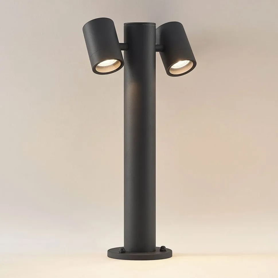 Lucande Maloney sokkellampe, 50 cm, antracit, IP54