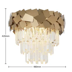 Lucande Miraia loftlampe i krystal, guld