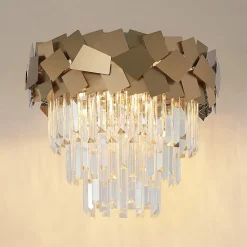 Lucande Miraia loftlampe i krystal, guld