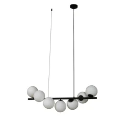 Lucande pendel Isandro, sort/opal, 7-lys