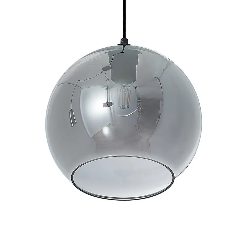 Lucande pendellampe Zyli, 3 lyskilder, røggrå, glas