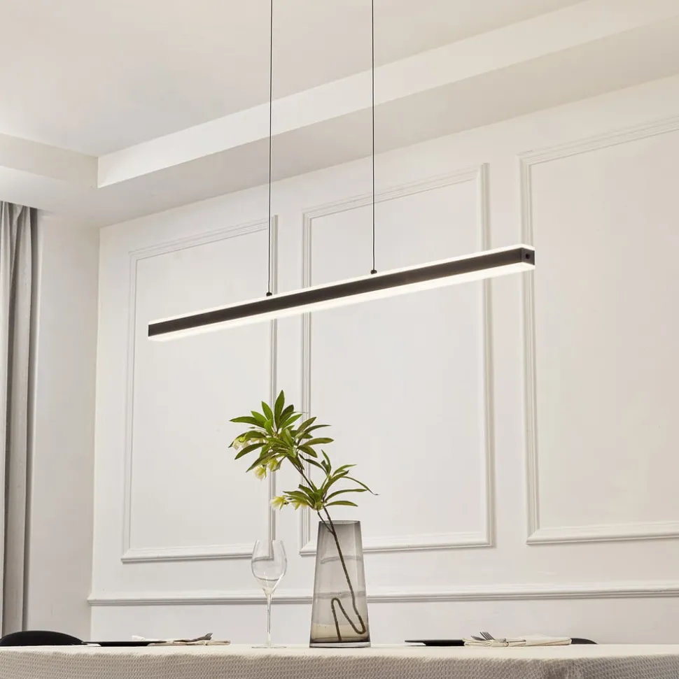 Lucande Pendolo LED-hængelampe, sort, aluminium, 120 cm