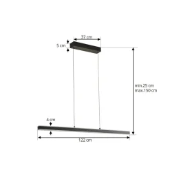Lucande Pendolo LED-hængelampe, sort, aluminium, 120 cm