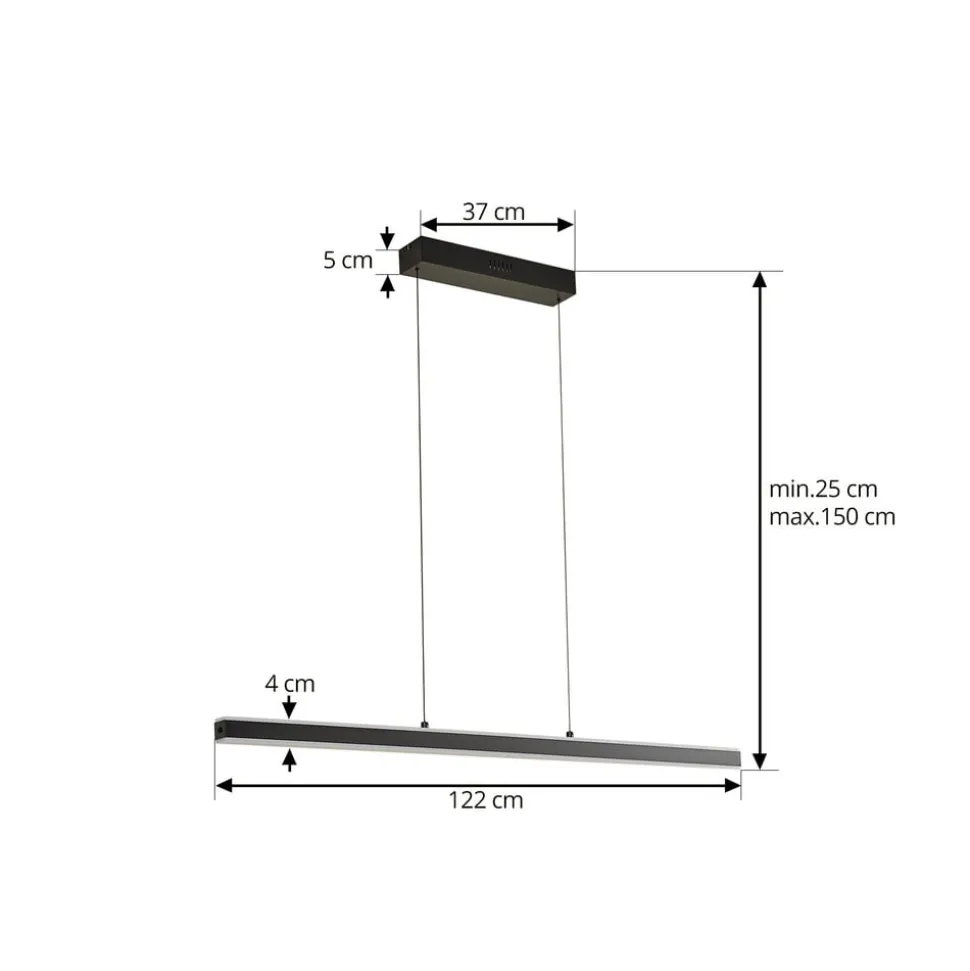 Lucande Pendolo LED-hængelampe, sort, aluminium, 120 cm