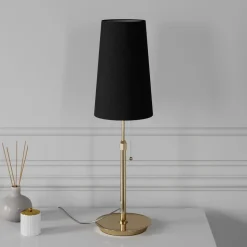 Lucande Pordis-bordlampe, messing-sort