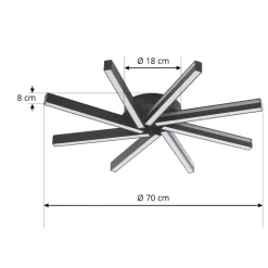 Lucande Smart LED-loftlampe Tjado, Ø70 cm, sort, RGBW