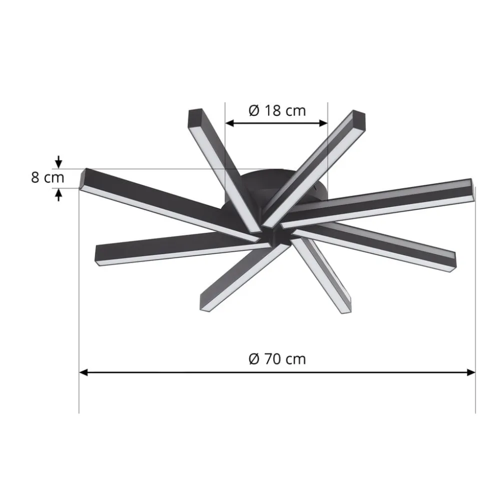 Lucande Smart LED-loftlampe Tjado, Ø70 cm, sort, RGBW