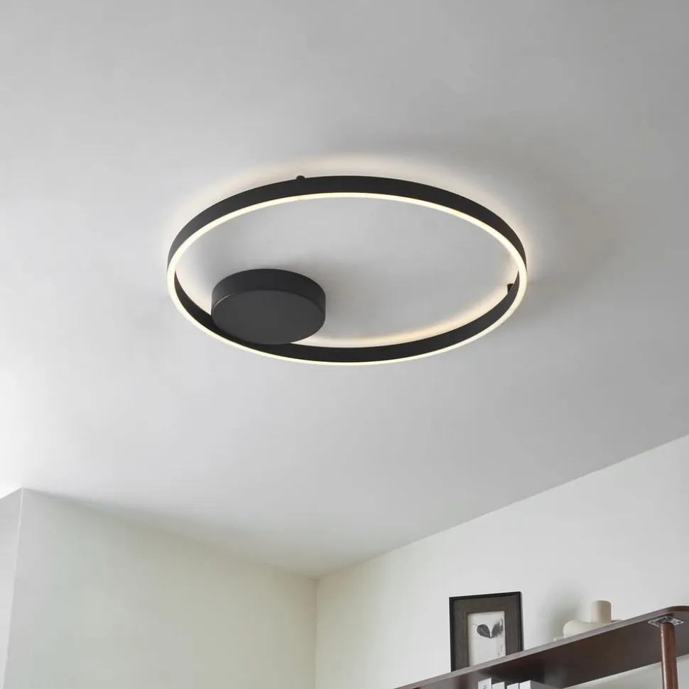 Lucande Smart LED-loftlampe Moise, sort, CCT, Tuya