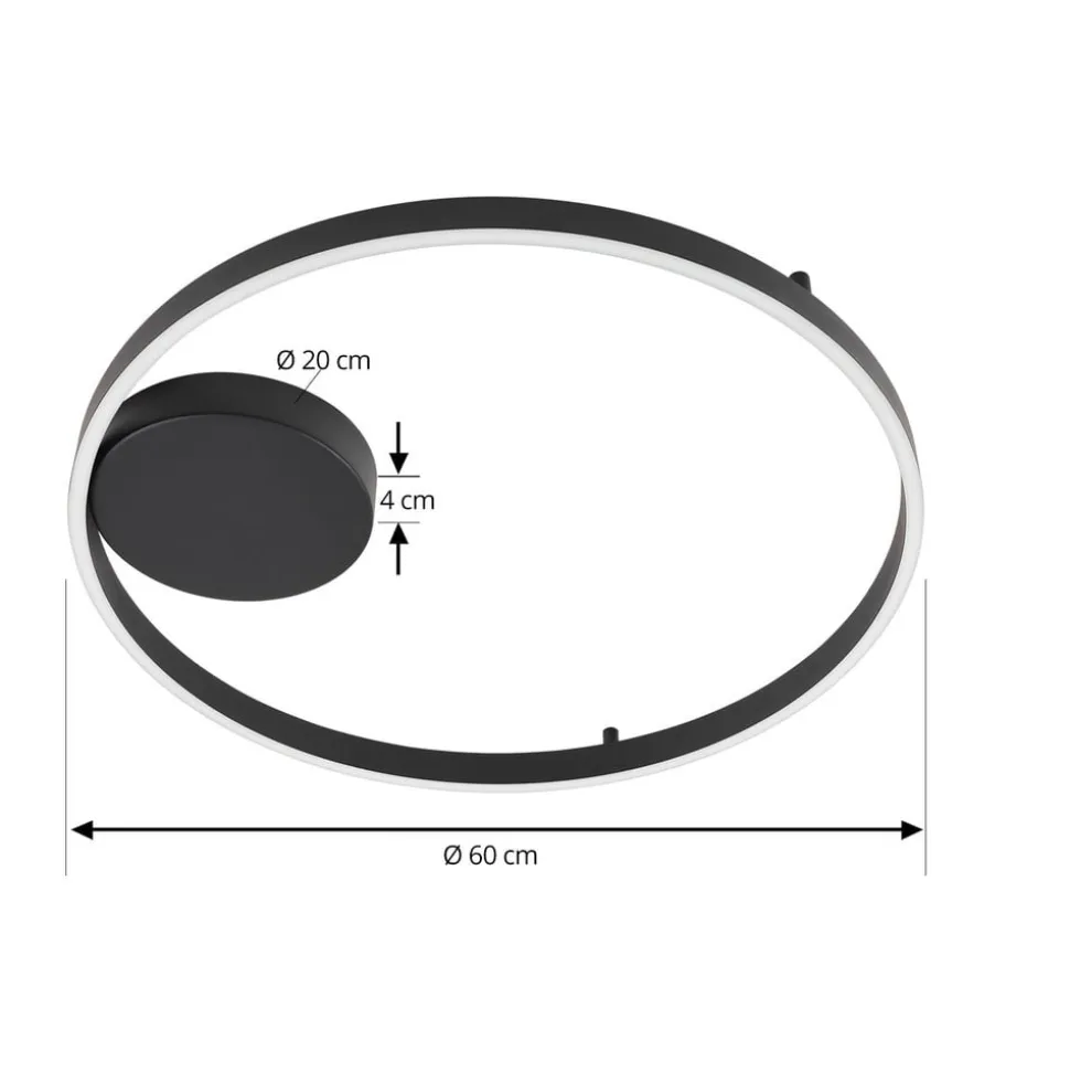 Lucande Smart LED-loftlampe Moise, sort, CCT, Tuya