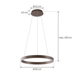 Lucande Smart LED-pendel Yonam, kaffe, 1-lys, Tuya