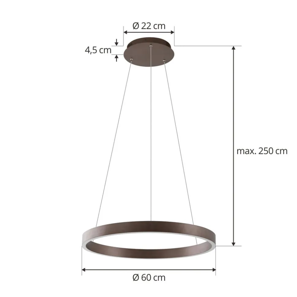 Lucande Smart LED-pendel Yonam, kaffe, 1-lys, Tuya