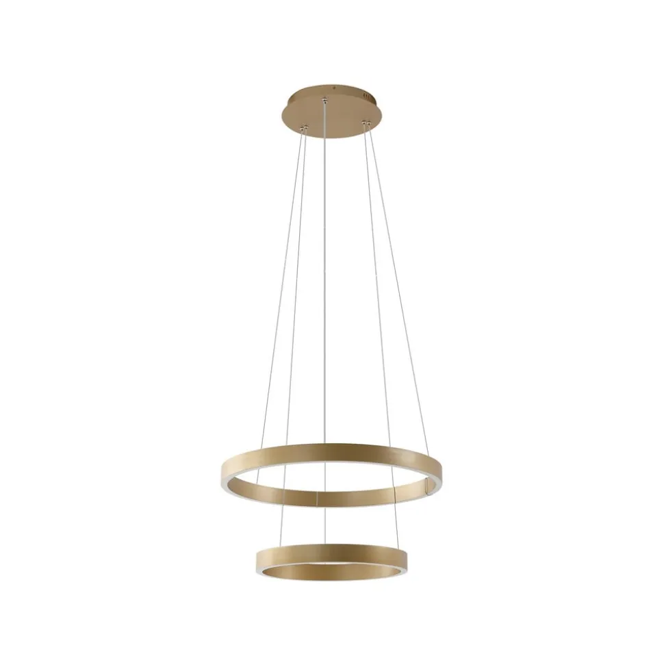 Lucande Smart LED-pendel Yonam, guld, 2-lys, Tuya