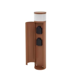Lucande sokkellampe Corban, rust, dør, stikkontakter, G9, IP44