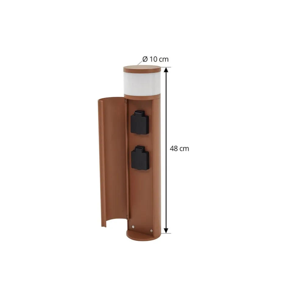 Lucande sokkellampe Corban, rust, dør, stikkontakter, G9, IP44