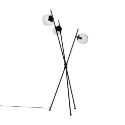 Lucande Sotiana gulvlampe, 3 glaskugler, sort