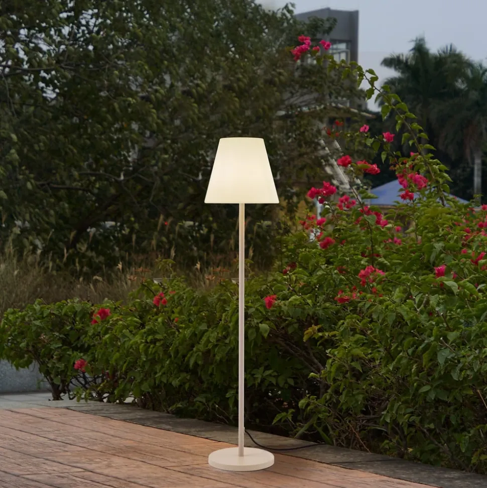 Lucande terrasselampe Jaimy, beige, metal, 150 cm, E27