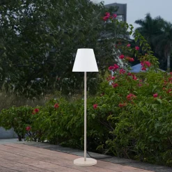 Lucande terrasselampe Jaimy, beige, metal, 150 cm, E27