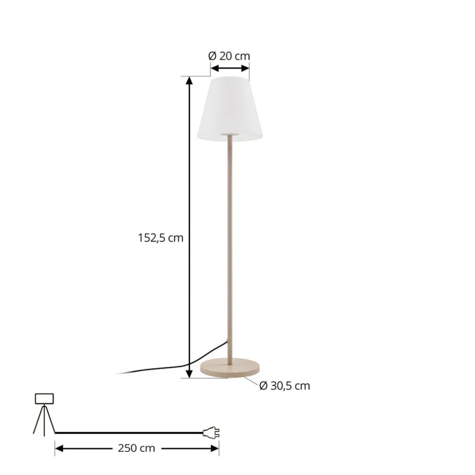 Lucande terrasselampe Jaimy, beige, metal, 150 cm, E27