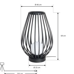 Lucande terrasselampe Marrin, sort, metal, Ø 46cm