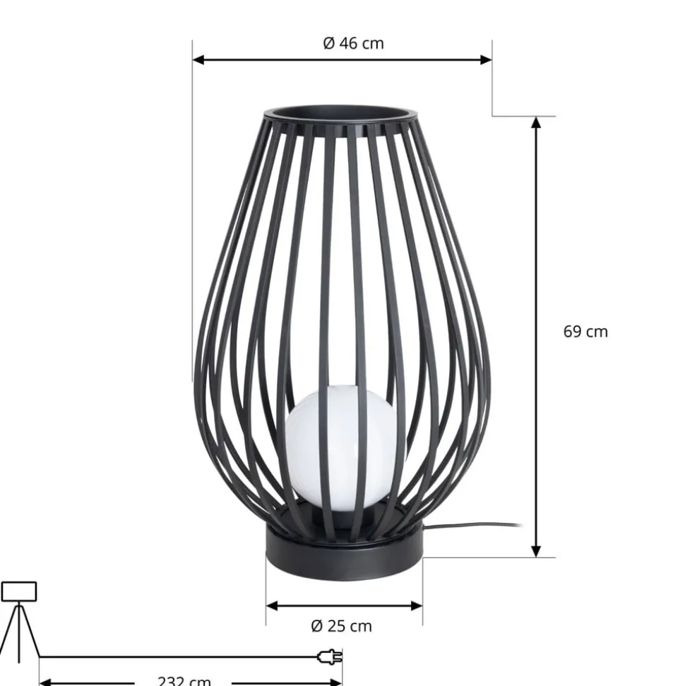 Lucande terrasselampe Marrin, sort, metal, Ø 46cm