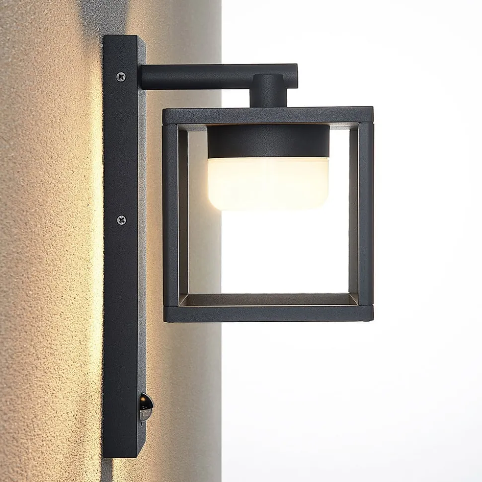Lucande Timio udendørs væglampe, downlight, sensor, GX53, IP44