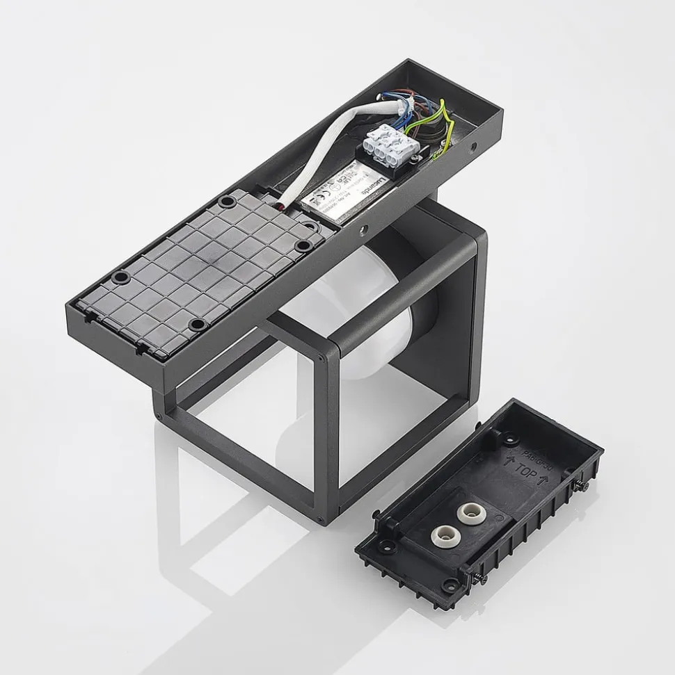 Lucande Timio udendørs væglampe, downlight, sensor, GX53, IP44