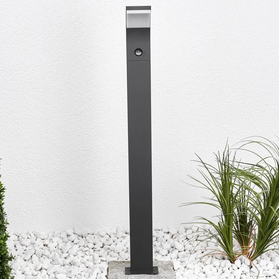 Lucande Timm LED-vejlampe, sensor, 100 cm, antracit, IP54